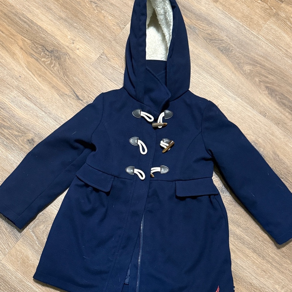 Nautica Navy Blue Kids Pea Coat with Hood